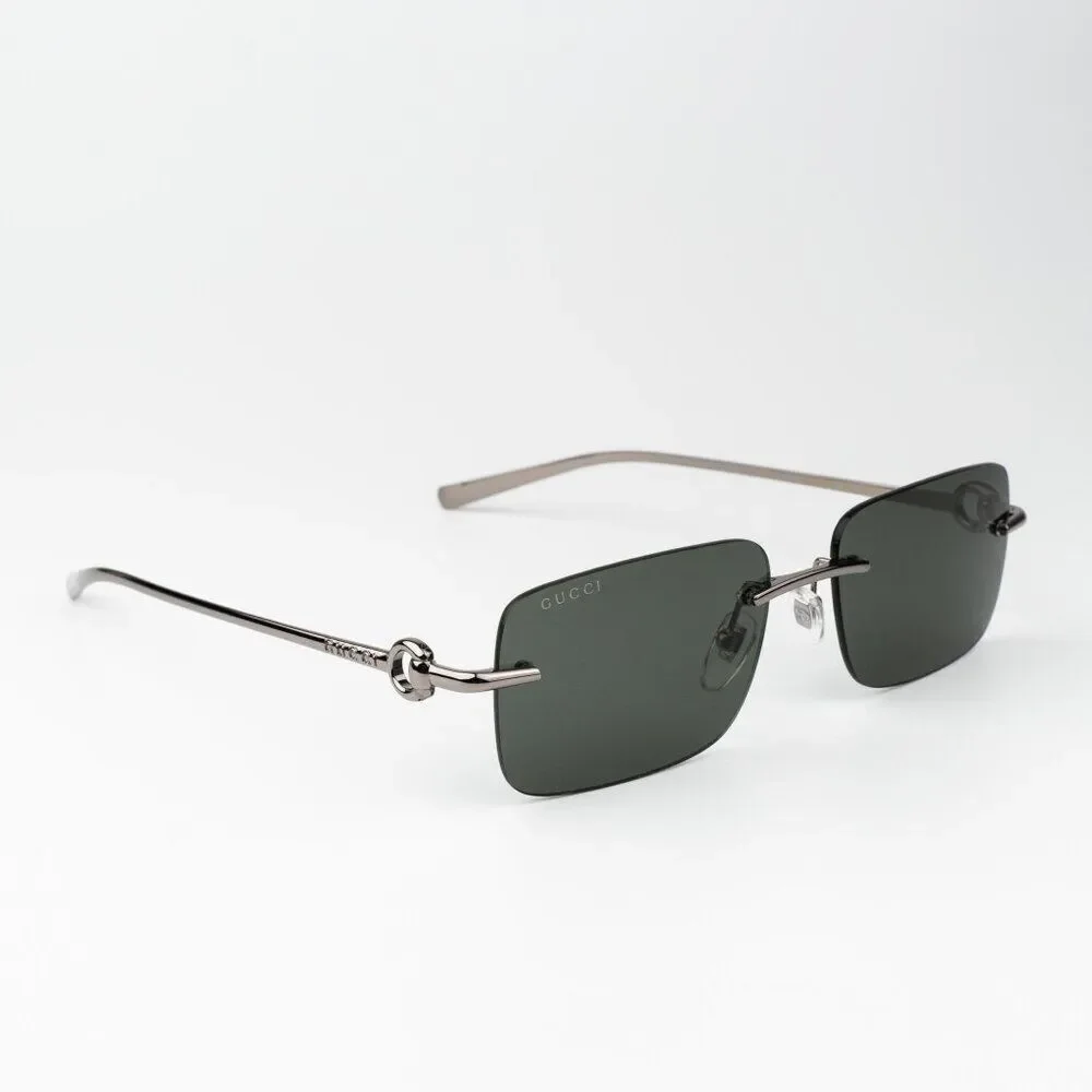 Gucci Men Sunglasses Ruthenium Grey Rectangle GG1703S 001 BRAND NEW